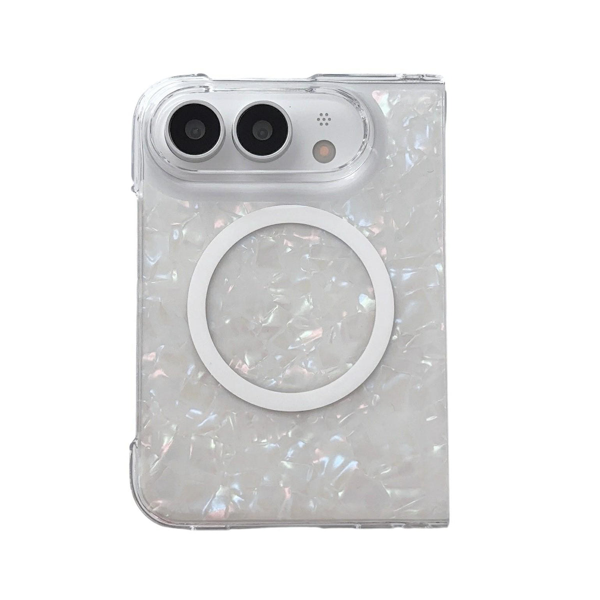For iPhone Duo Shell Pattern Two-section PC Magnetic Phone Case - Colorful White - EDA010232201A