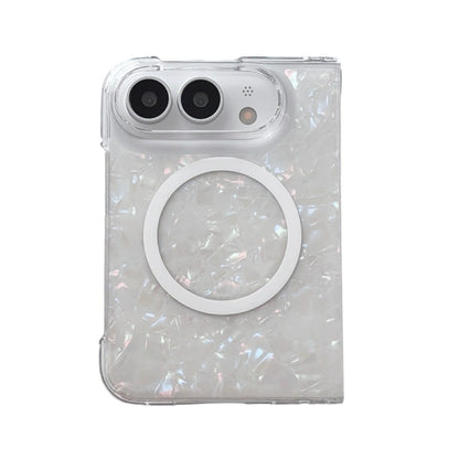 For iPhone Duo Shell Pattern Two-section PC Magnetic Phone Case - Colorful White - EDA010232201A
