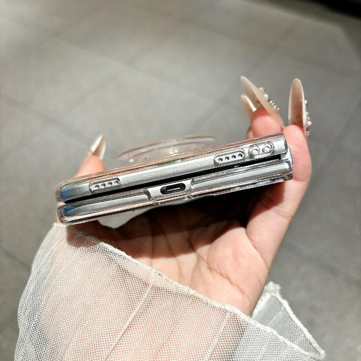 For iPhone Duo Shell Pattern Two-section PC Magnetic Phone Case - Colorful White - EDA010232201A