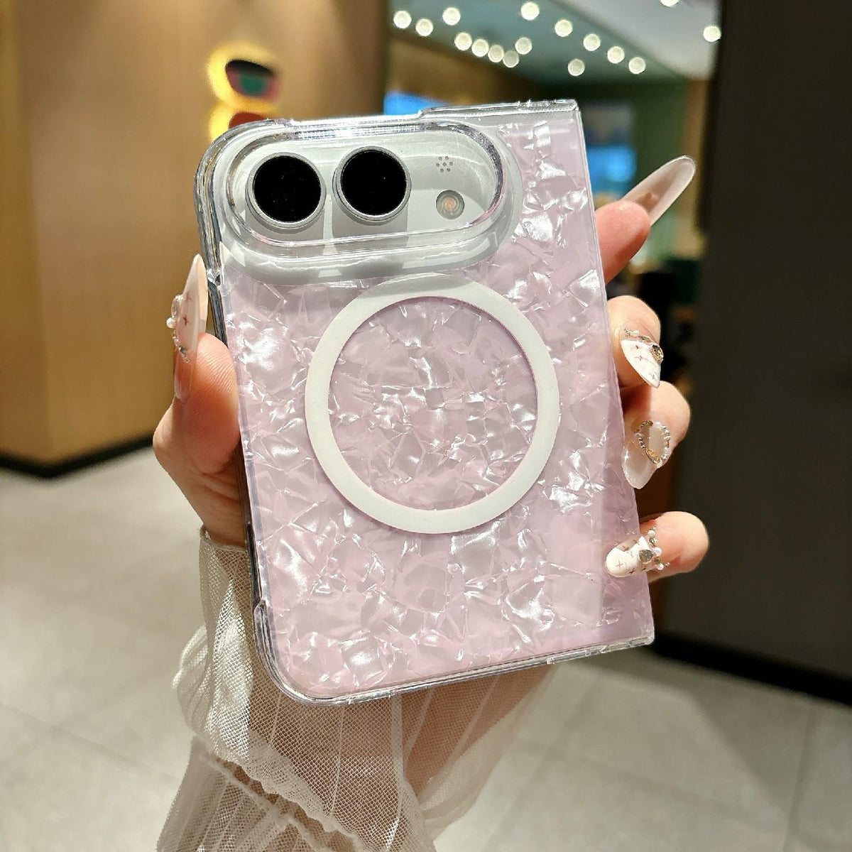 For iPhone Duo Shell Pattern Two-section PC Magnetic Phone Case - Pink - EDA010232201B