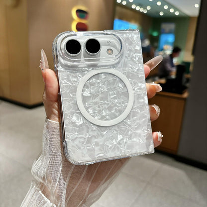 For iPhone Duo Shell Pattern Two-section PC Magnetic Phone Case - White - EDA010232201C