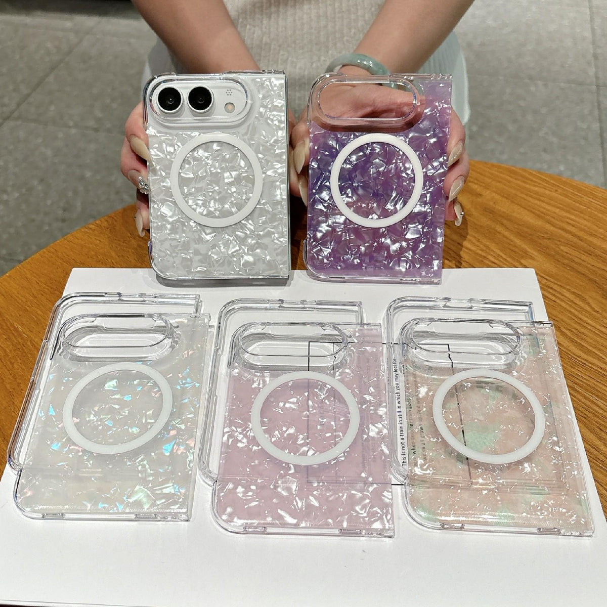 For iPhone Duo Shell Pattern Two-section PC Magnetic Phone Case - White - EDA010232201C