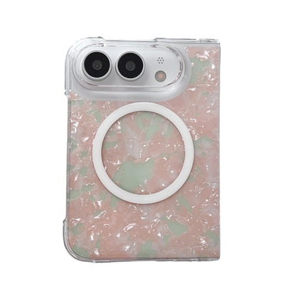 For iPhone Duo Shell Pattern Two-section PC Magnetic Phone Case - Pink Green - EDA010232201D