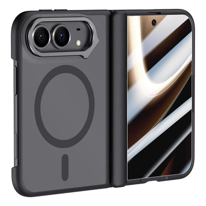For iPhone Duo Shield Armor Series Integrated Privacy Film Matte Frosted Full Coverage Magnetic Phone Case with Lens Holder - Black - EDA010232401A