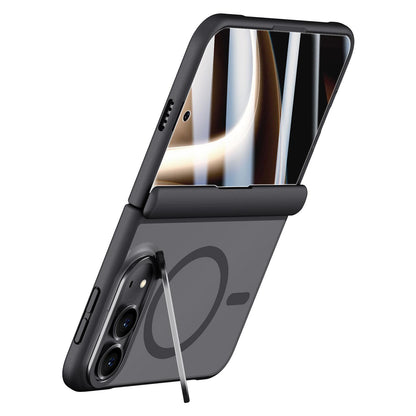 For iPhone Duo Shield Armor Series Integrated Privacy Film Matte Frosted Full Coverage Magnetic Phone Case with Lens Holder - Black - EDA010232401A