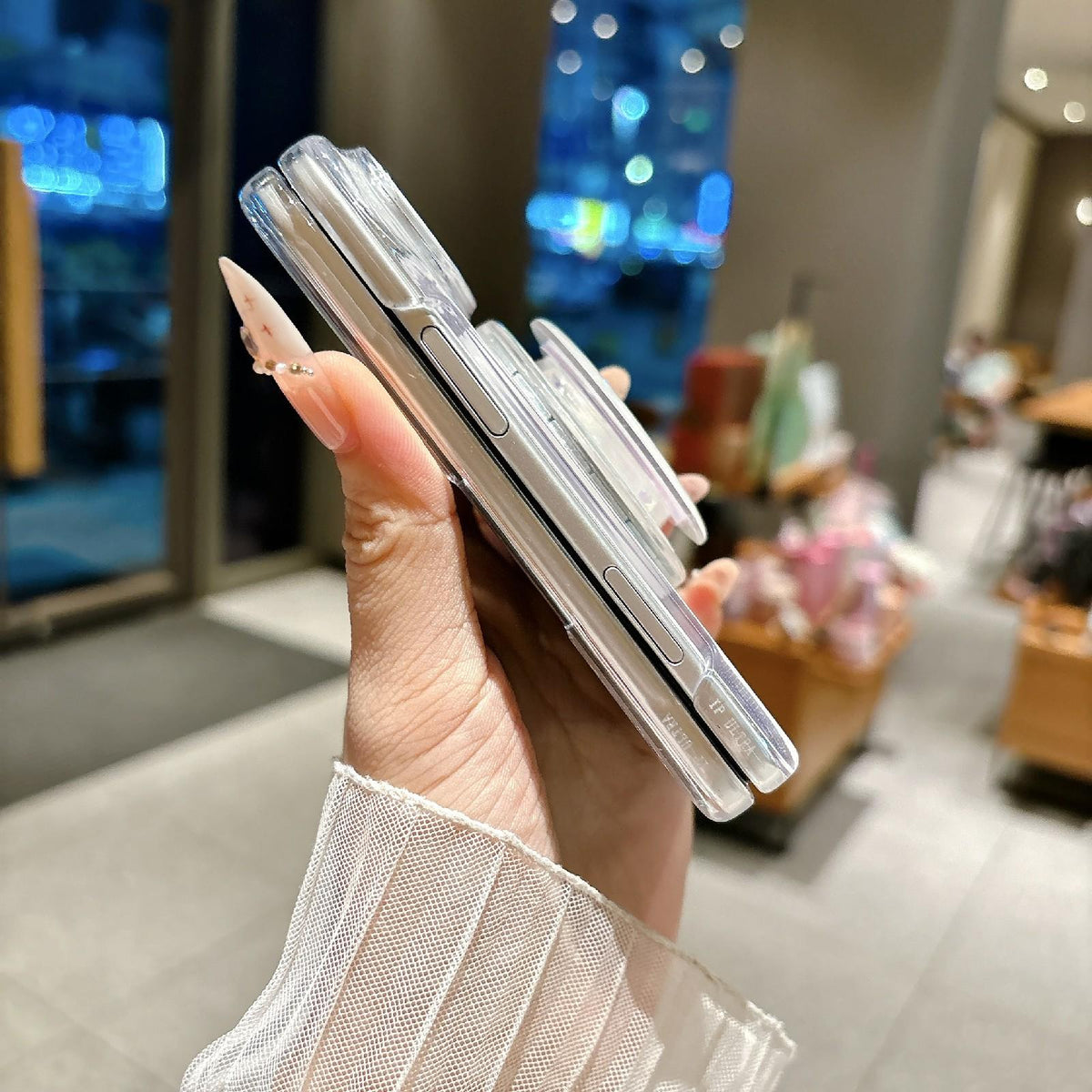 For iPhone Duo Axial Magnetic Shell Pattern Phone Case with 360 Holder - Pink - EDA010232501A