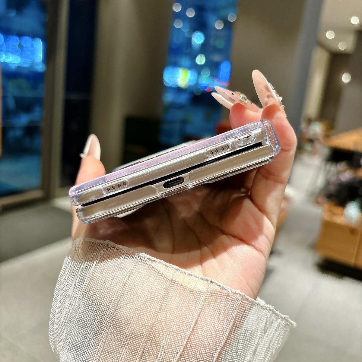 For iPhone Duo Axial Magnetic Shell Pattern Phone Case with 360 Holder - White - EDA010232501B