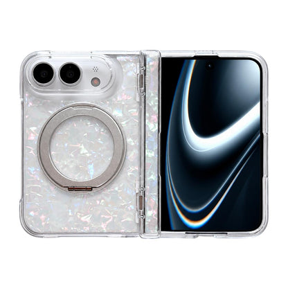 For iPhone Duo Axial Magnetic Shell Pattern Phone Case with 360 Holder - Silver - EDA010232501C