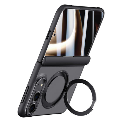 For iPhone Duo Shield Series Integrated Privacy Film Matte Frosted Magnetic Phone Case with 360-Degree Rotating Stand - Black - EDA010232901A