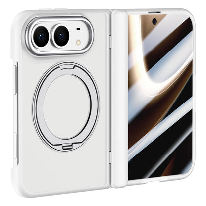 For iPhone Duo Shield Series Integrated Privacy Film Matte Frosted Magnetic Phone Case with 360-Degree Rotating Stand - White - EDA010232901C