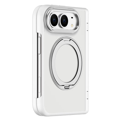 For iPhone Duo Shield Series Integrated Privacy Film Matte Frosted Magnetic Phone Case with 360-Degree Rotating Stand - White - EDA010232901C