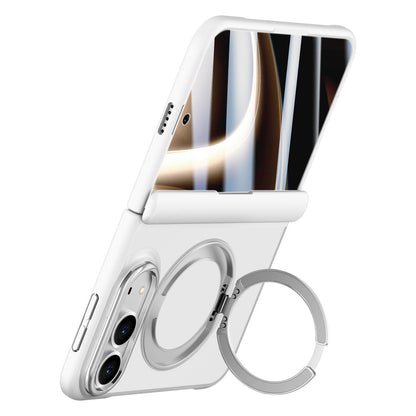 For iPhone Duo Shield Series Integrated Privacy Film Matte Frosted Magnetic Phone Case with 360-Degree Rotating Stand - White - EDA010232901C