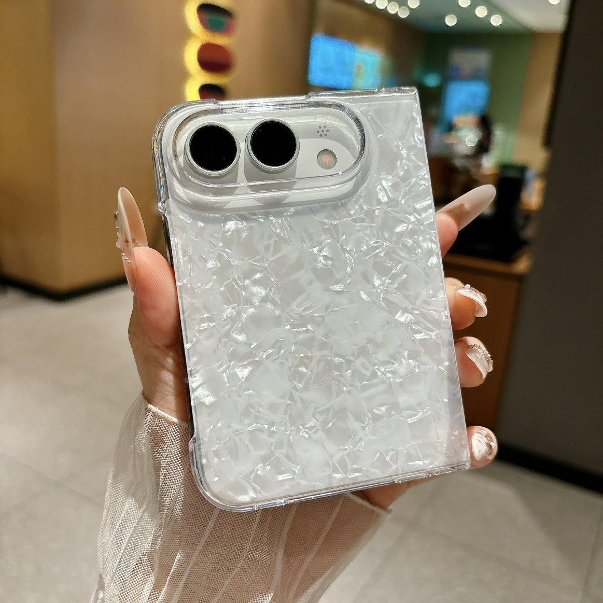 For iPhone Duo Shell Pattern Two-section PC Phone Case - White - EDA010233001C