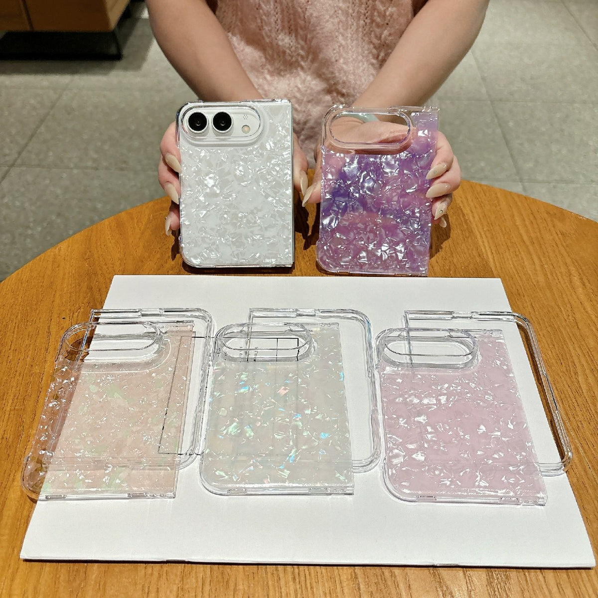 For iPhone Duo Shell Pattern Two-section PC Phone Case - White - EDA010233001C
