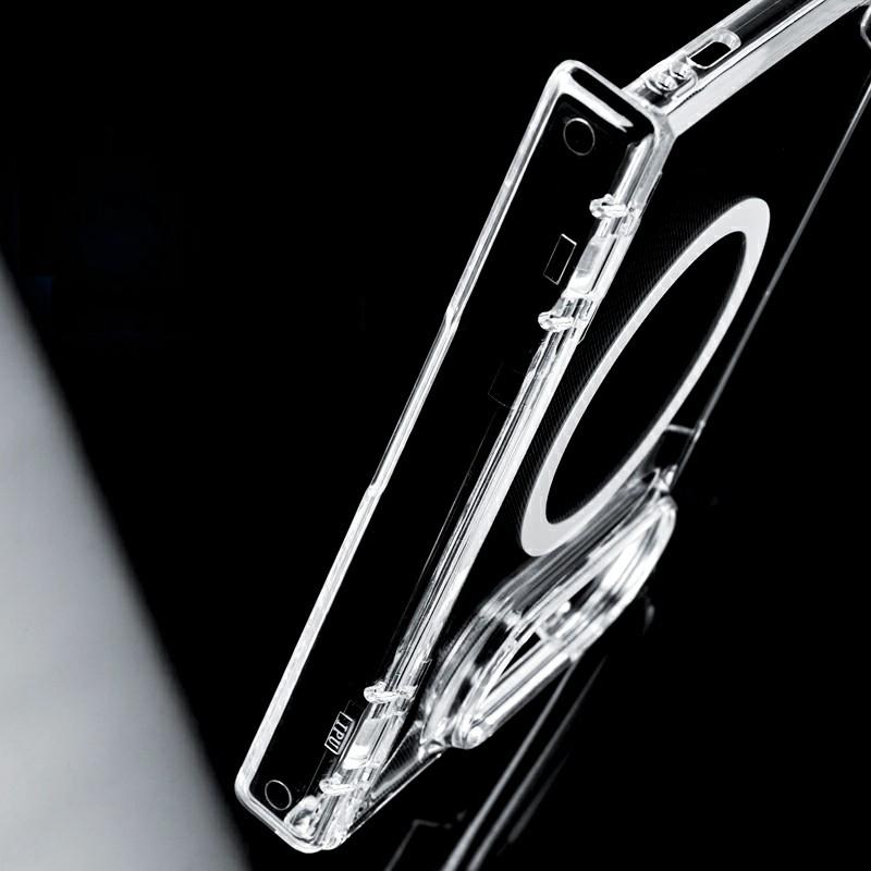 For iPhone Duo Central Axis Magnetic PC Phone Case - Transparent - EDA010233301A