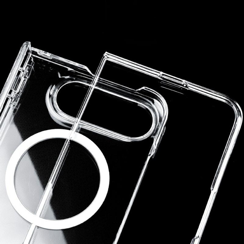 For iPhone Duo Central Axis Magnetic PC Phone Case - Transparent - EDA010233301A
