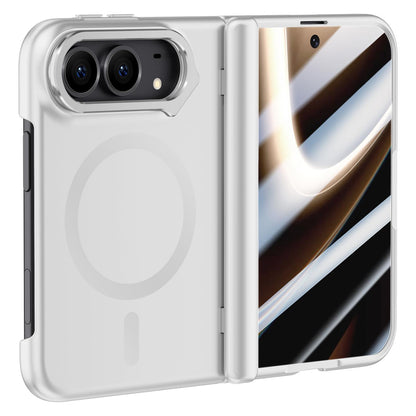 For iPhone Duo Crazy Series Integrated HD Film Skin Feel Center Axis Magnetic Phone Case with Lens Holder - Silver - EDA010234001C