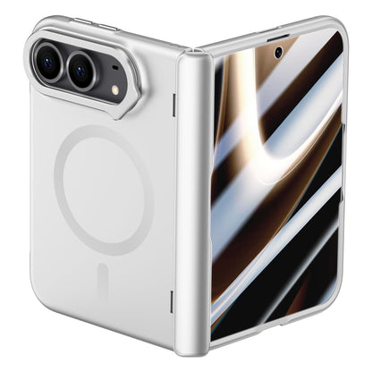 For iPhone Duo Crazy Series Integrated HD Film Skin Feel Center Axis Magnetic Phone Case with Lens Holder - Silver - EDA010234001C