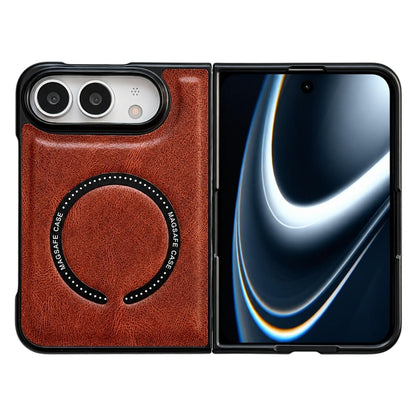 For iPhone Duo Crazy Horse Texture Magnetic Magsafe PU Phone Case - Red - EDA010234201B