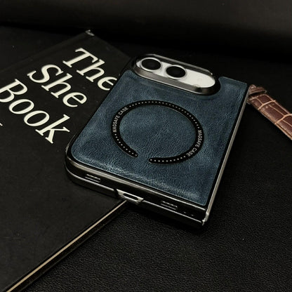 For iPhone Duo Crazy Horse Texture Magnetic Magsafe PU Phone Case - Red - EDA010234201B