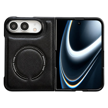 For iPhone Duo Crazy Horse Texture Magnetic Magsafe PU Phone Case - Black - EDA010234201C