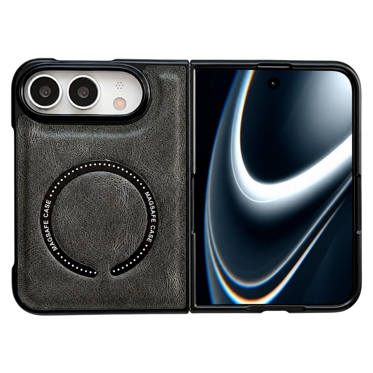 For iPhone Duo Crazy Horse Texture Magnetic Magsafe PU Phone Case - Green - EDA010234201D