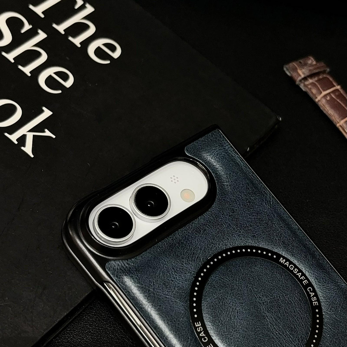 For iPhone Duo Crazy Horse Texture Magnetic Magsafe PU Phone Case - Green - EDA010234201D