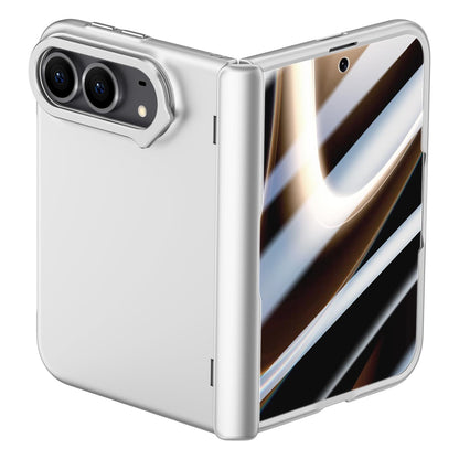 For iPhone Duo Crazy Series Integrated Privacy Film Skin Feel Center Axis Phone Case with Lens Holder - Silver - EDA010234601C