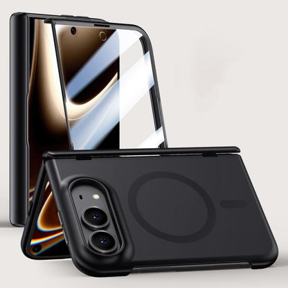 For iPhone Duo Crazy Series Integrated HD Film Skin Feel Center Axis Magnetic Phone Case - Black - EDA010234801A