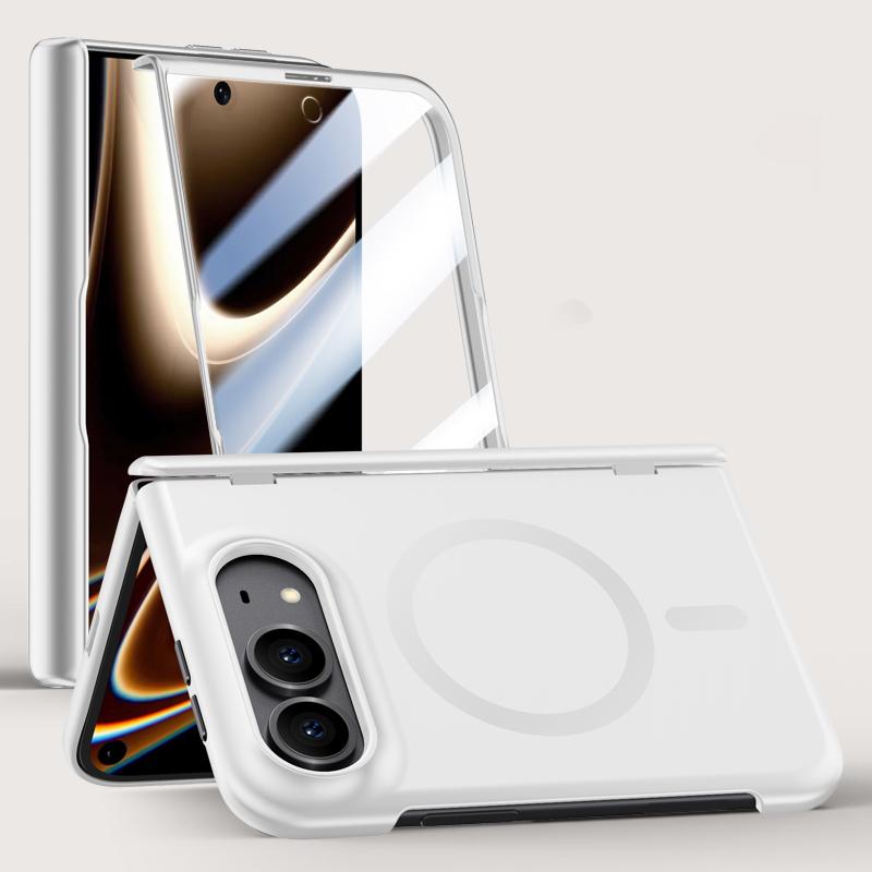 For iPhone Duo Crazy Series Integrated HD Film Skin Feel Center Axis Magnetic Phone Case - Silver - EDA010234801C