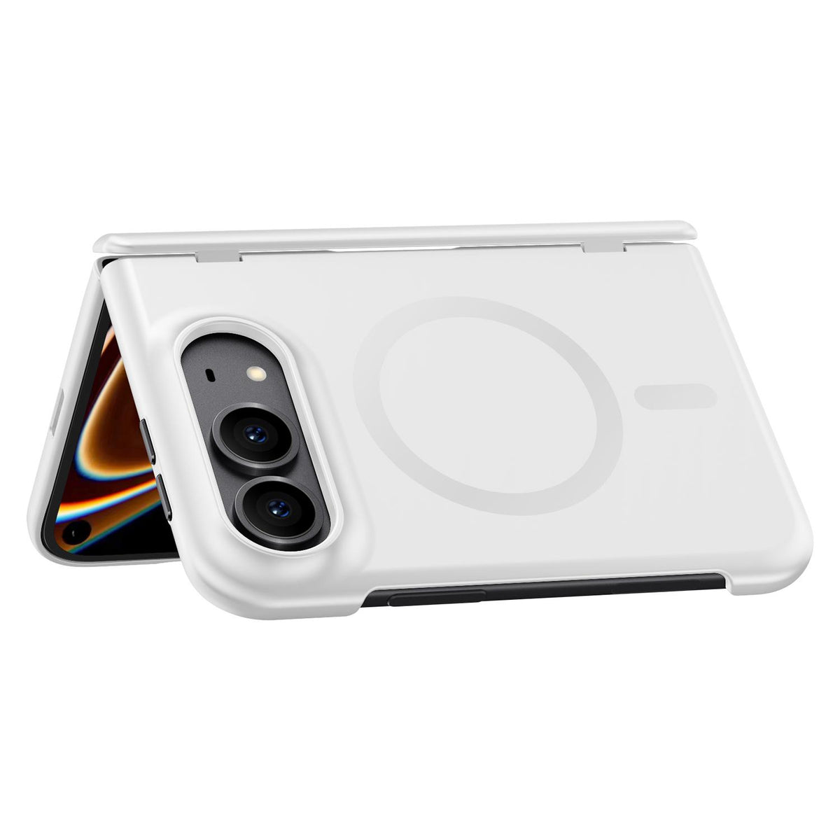 For iPhone Duo Crazy Series Integrated HD Film Skin Feel Center Axis Magnetic Phone Case - Silver - EDA010234801C