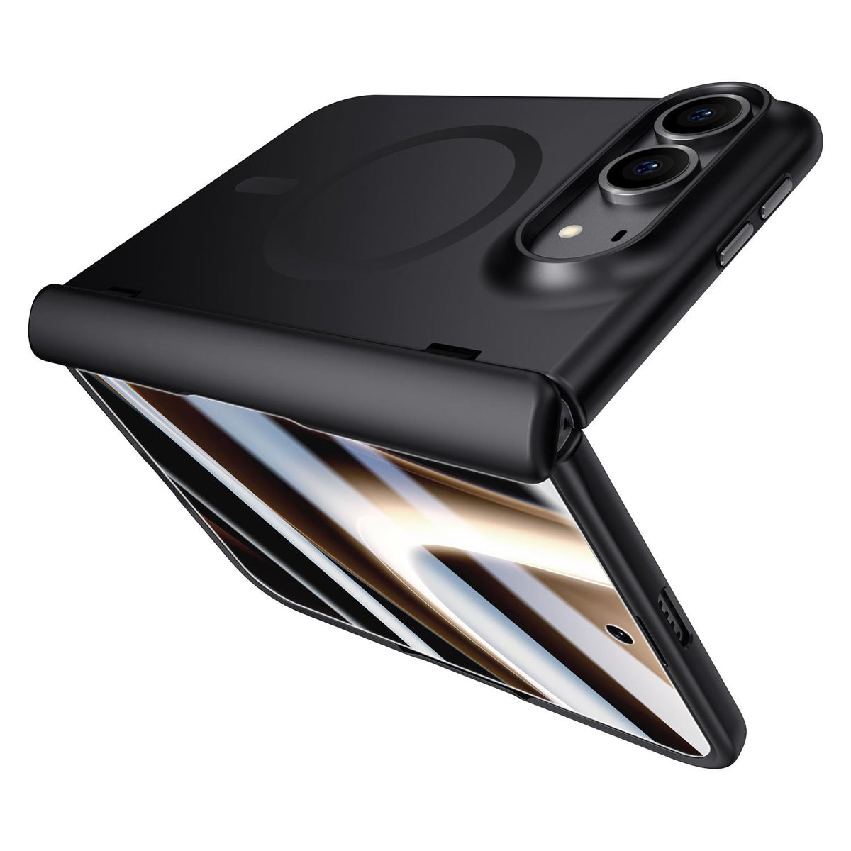 For iPhone Duo Crazy Series Integrated HD Film Skin Feel Center Axis Magnetic Phone Case - Silver - EDA010234801C