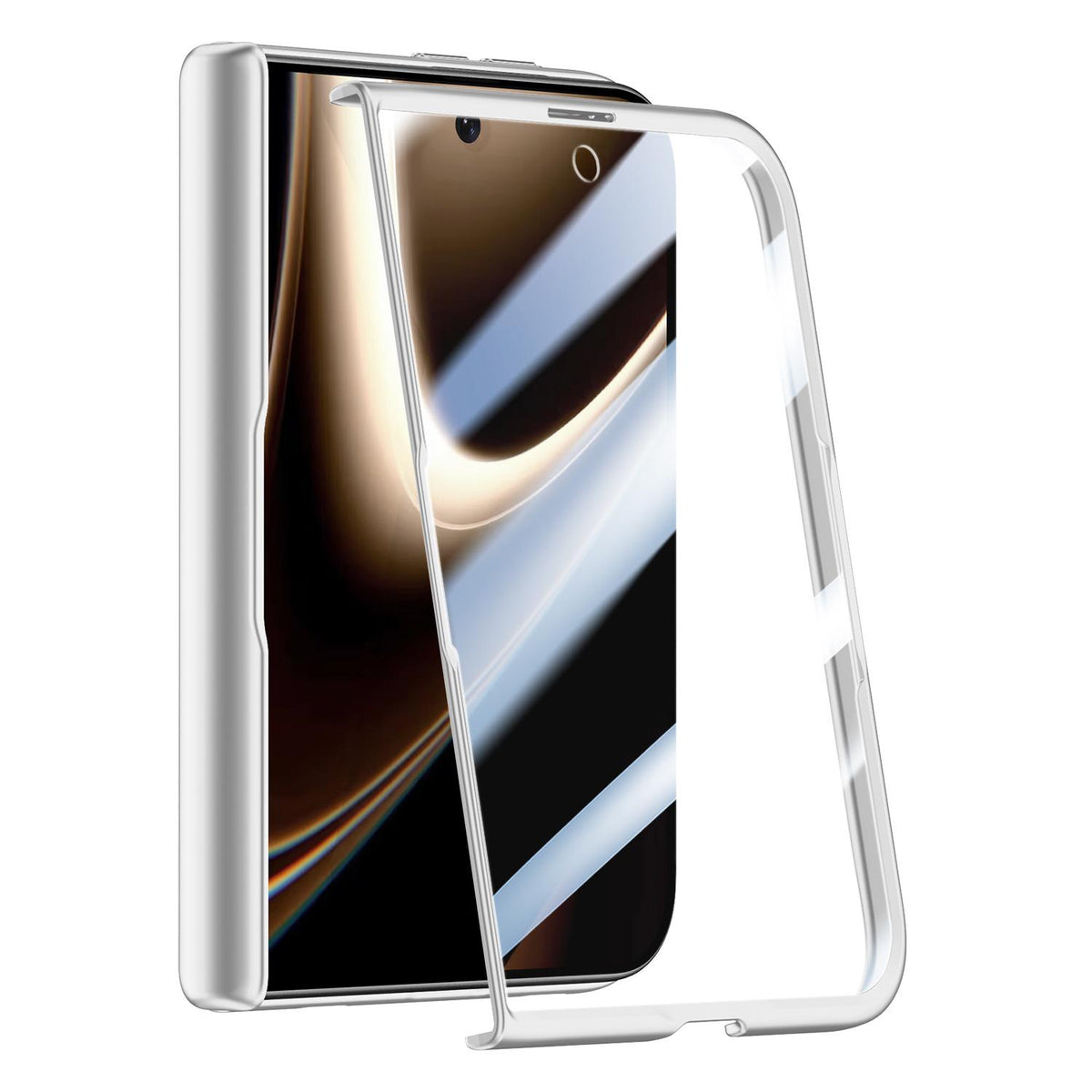 For iPhone Duo Crazy Series Integrated HD Film Skin Feel Center Axis Magnetic Phone Case - Silver - EDA010234801C
