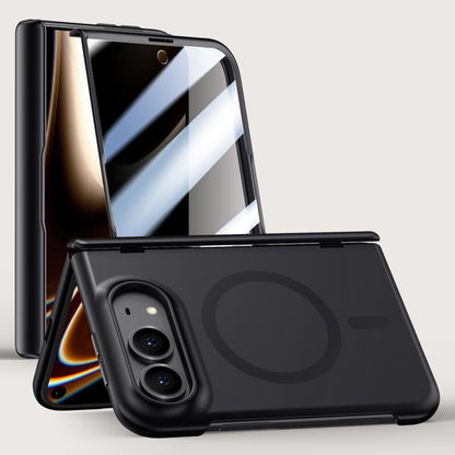For iPhone Duo Crazy Series Integrated Privacy Film Skin Feel Center Axis Magnetic Phone Case - Black - EDA010234901A