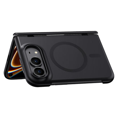 For iPhone Duo Crazy Series Integrated Privacy Film Skin Feel Center Axis Magnetic Phone Case - Black - EDA010234901A