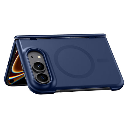 For iPhone Duo Crazy Series Integrated Privacy Film Skin Feel Center Axis Magnetic Phone Case - Navy Blue - EDA010234901B