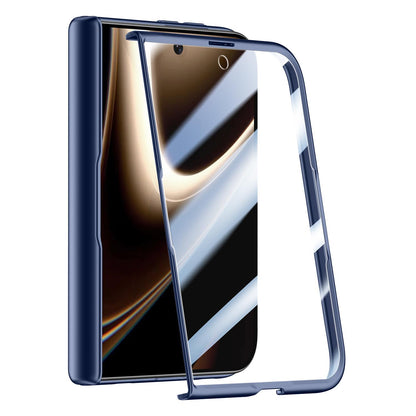 For iPhone Duo Crazy Series Integrated Privacy Film Skin Feel Center Axis Magnetic Phone Case - Navy Blue - EDA010234901B