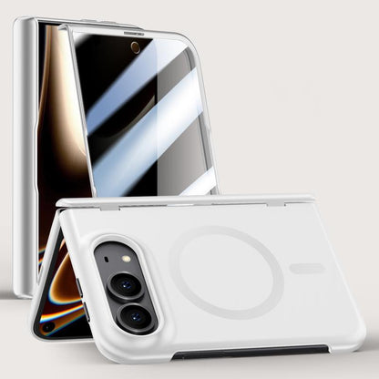 For iPhone Duo Crazy Series Integrated Privacy Film Skin Feel Center Axis Magnetic Phone Case - Silver - EDA010234901C