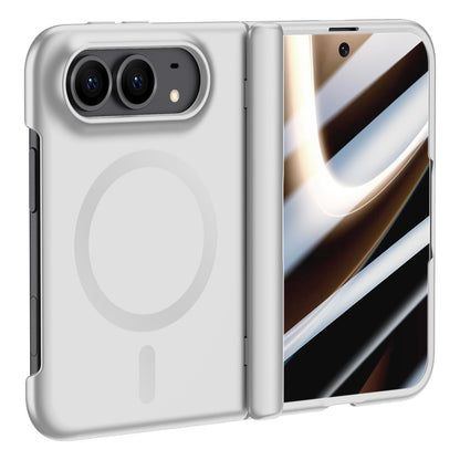 For iPhone Duo Crazy Series Integrated Privacy Film Skin Feel Center Axis Magnetic Phone Case - Silver - EDA010234901C