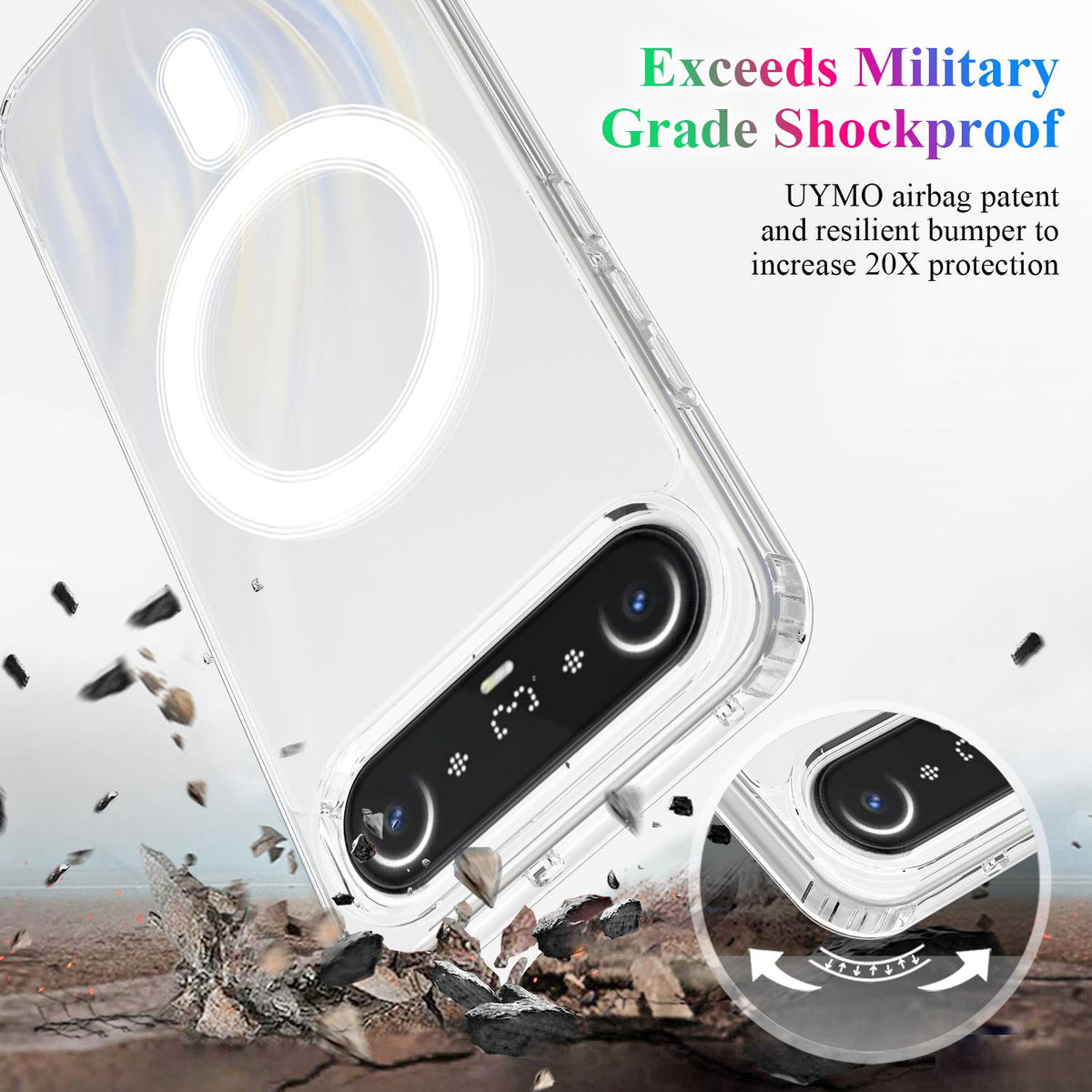 For Tecno Camon Slim 4G MagSafe Clear Acrylic PC Hybrid TPU Phone Case - Transparent - EDA010235401A