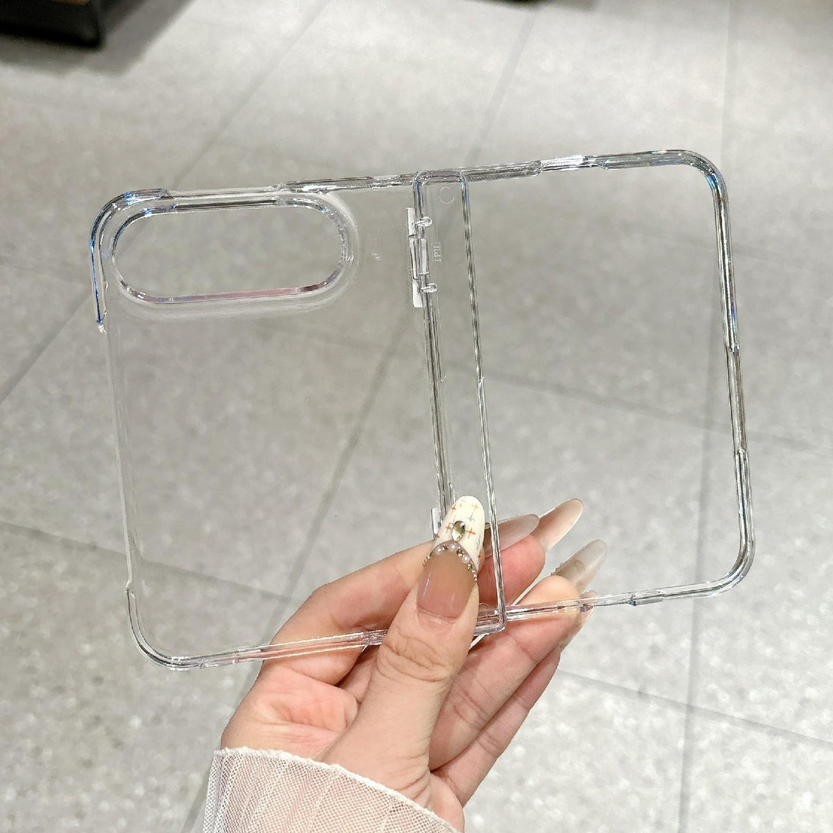 For iPhone Duo Clear Spring Hinge PC Phone Case - Transparent - EDA010235701A