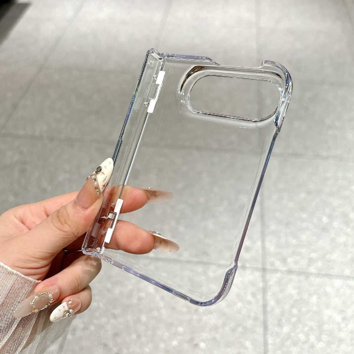 For iPhone Duo Clear Spring Hinge PC Phone Case - Transparent - EDA010235701A