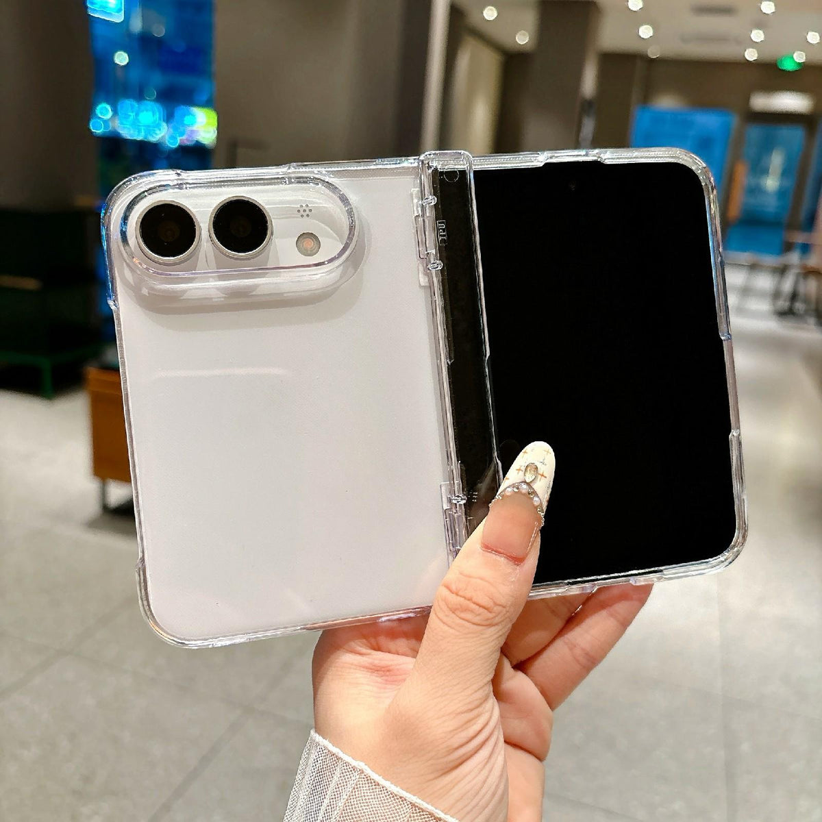 For iPhone Duo Clear Spring Hinge PC Phone Case - Transparent - EDA010235701A