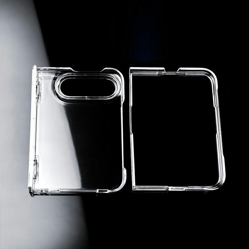 For iPhone Duo Clear Spring Hinge PC Shockproof Phone Case with Front Cover - Transparent - EDA010236101A