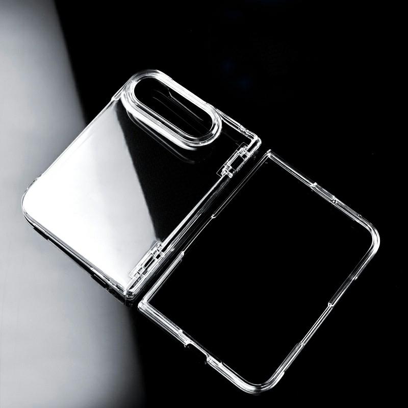 For iPhone Duo Clear Spring Hinge PC Shockproof Phone Case with Front Cover - Transparent - EDA010236101A