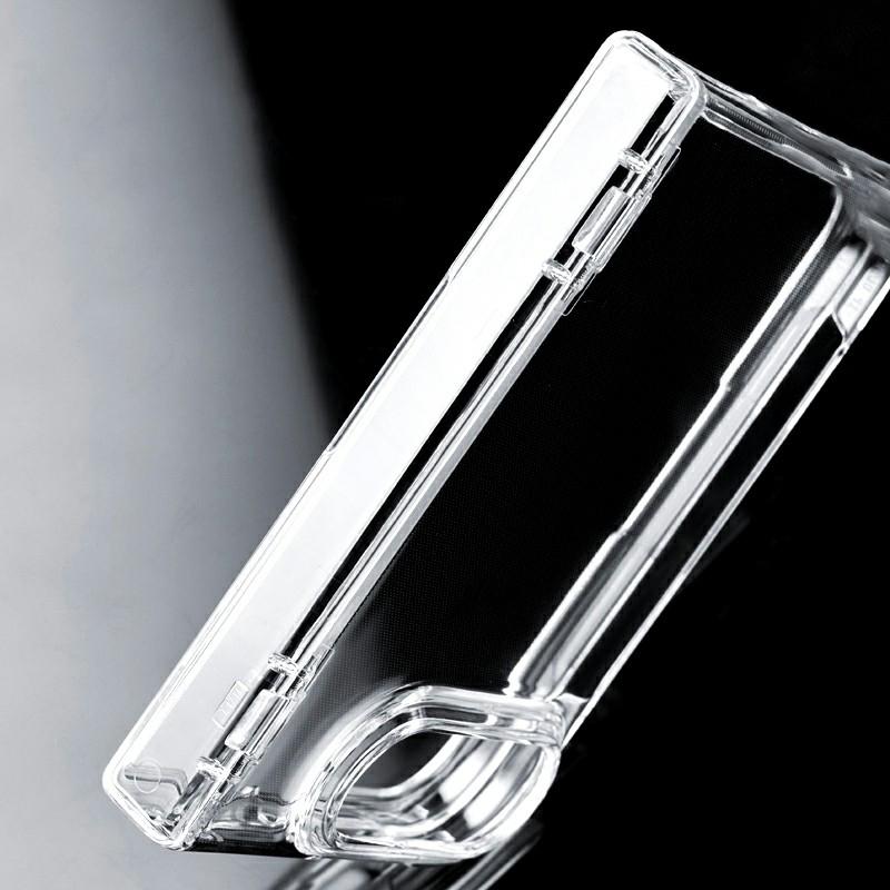 For iPhone Duo Clear Spring Hinge PC Shockproof Phone Case with Front Cover - Transparent - EDA010236101A