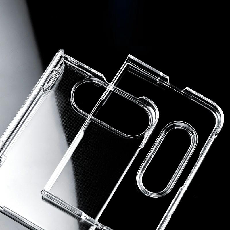 For iPhone Duo Clear Spring Hinge PC Shockproof Phone Case with Front Cover - Transparent - EDA010236101A