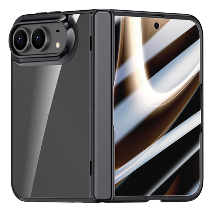 For iPhone Duo Icebreaking Series Integrated Privacy Film Electroplated Crystal Clear Center Axis Phone Case - Black - EDA010236801A