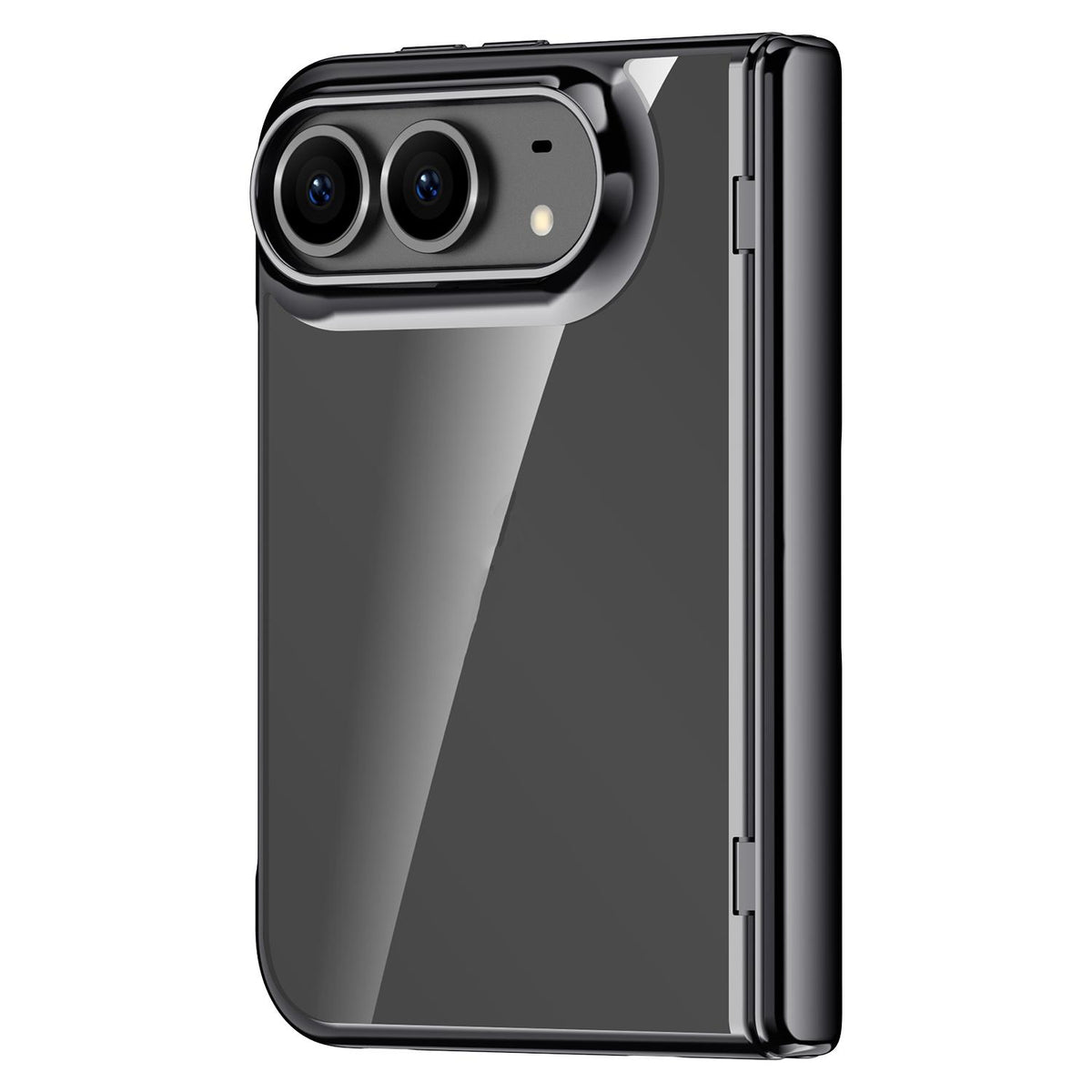 For iPhone Duo Icebreaking Series Integrated Privacy Film Electroplated Crystal Clear Center Axis Phone Case - Black - EDA010236801A