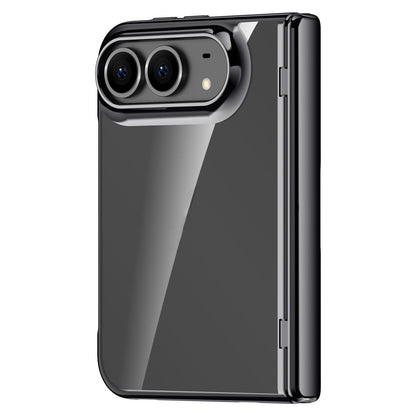 For iPhone Duo Icebreaking Series Integrated Privacy Film Electroplated Crystal Clear Center Axis Phone Case - Black - EDA010236801A